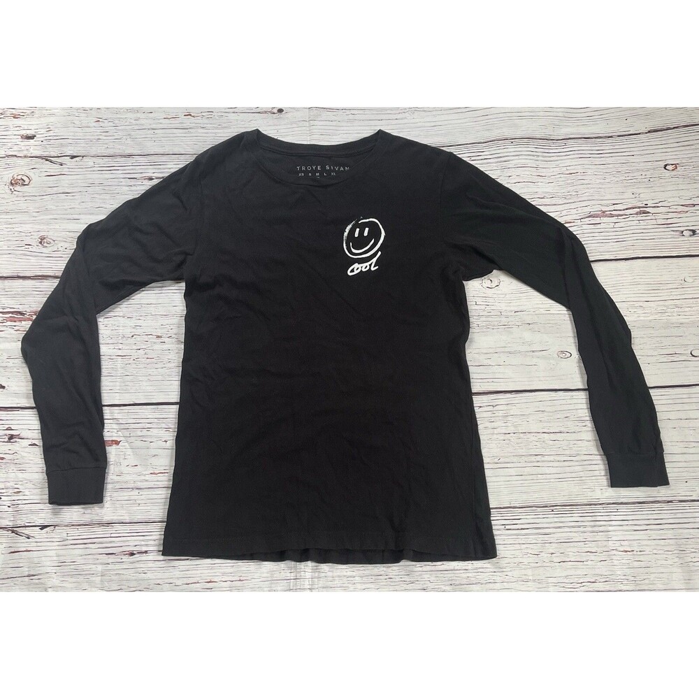 Troye Sivan Black Long Sleeve Shirt Cool Smiley Face Unisex Size Medium M